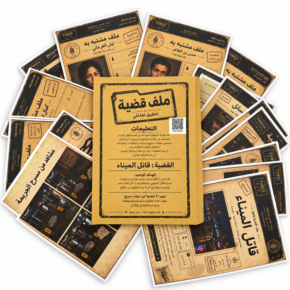 محتويات ملف القضية معروضة على الطاولة