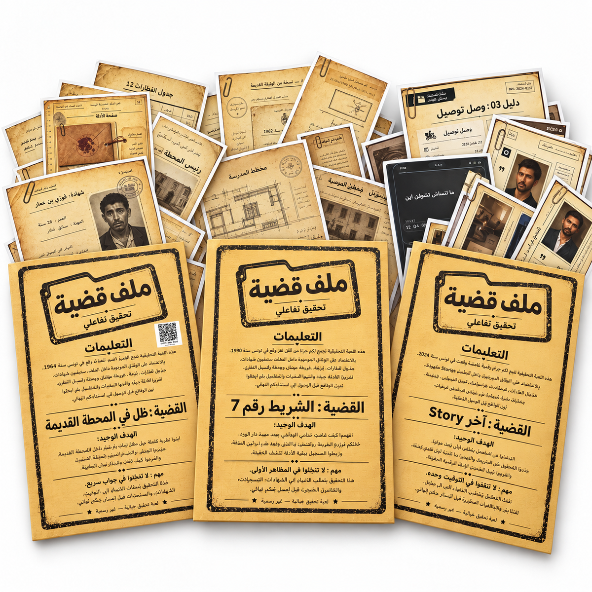 محتويات ملف القضية معروضة على الطاولة